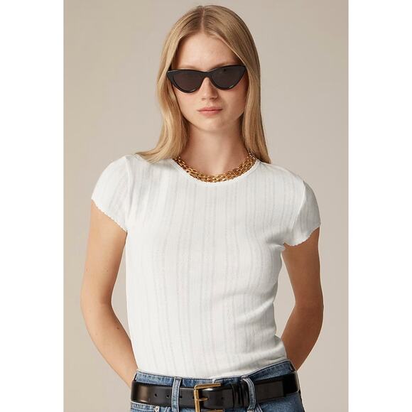 J.Crew | Pointelle short-sleeve T-shirt in Ivory | Sz XXL - Picture 1 of 8